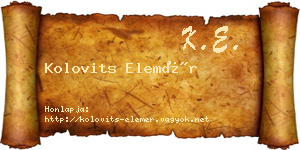 Kolovits Elemér névjegykártya