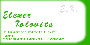 elemer kolovits business card